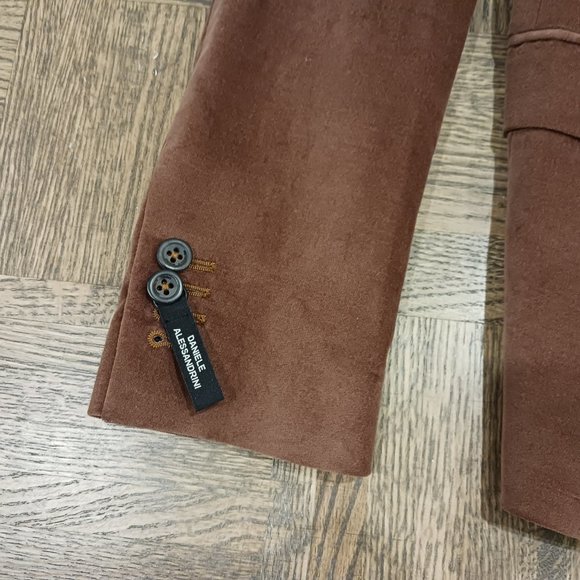 Nwt daniele alessandrini tan velvet like blazer jacket Size 46it - Picture 2 of 3